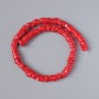 Coral Beads, natural, chip-cut, diameter 11x4mm+/-, length 40cm+/- on a strand