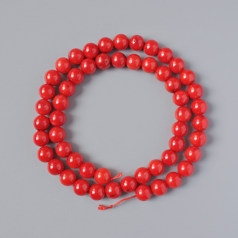 Coral Beads Natural Smooth Round, 7mm +/-, 39cm +/- Strand
