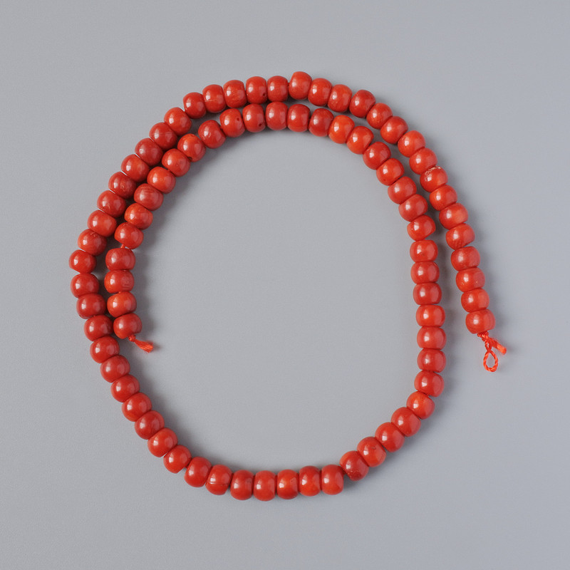 Coral Beads Natural Smooth Rondelle, 7x5mm +/-, 41cm +/- Strand