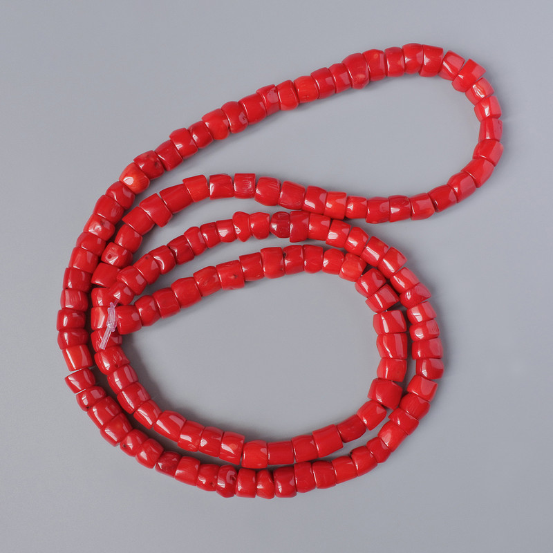 Coral Beads Natural Chips, 12x8mm +/-, 110cm +/- on Fishing Line