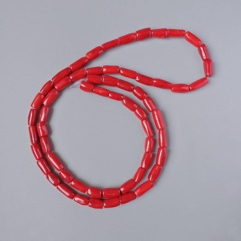 Coral Beads Natural Chips, 19-28x8-12mm +/-, 110cm +/- on Fishing Line