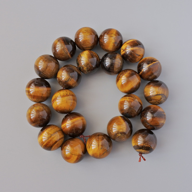 Tiger's Eye Beads, Natural Stone, Smooth Round, 18mm +/-, 40cm +/- Strand