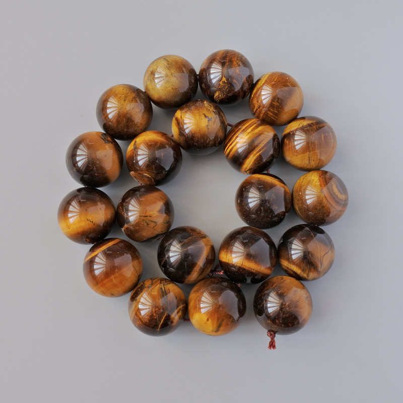 Tiger's Eye Beads, Natural Stone, Smooth Round, 20mm +/-, 40cm +/- Strand