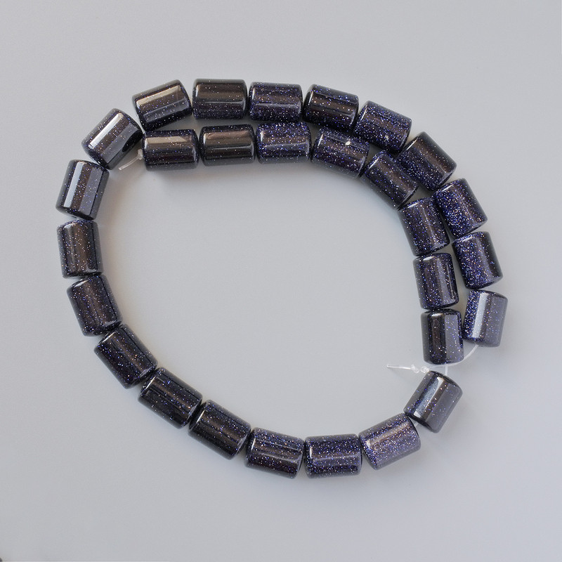 Aventurine Beads Cairo Night (synthetic) cylinder, diameter 10x13.5mm +/-, length 37cm +/- on fishing line