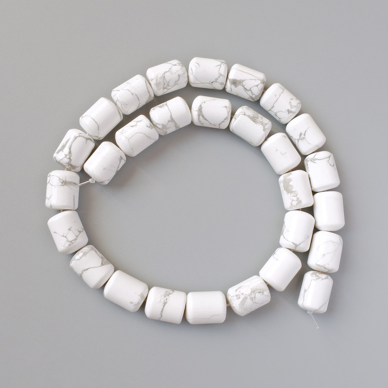 Cacholong Beads natural stone cylinder, diameter 10x14mm +/-, length 38cm +/- on fishing line