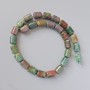 Green Jasper Beads natural stone cylinder, diameter 10x14mm +/-, length 39cm +/- on fishing line