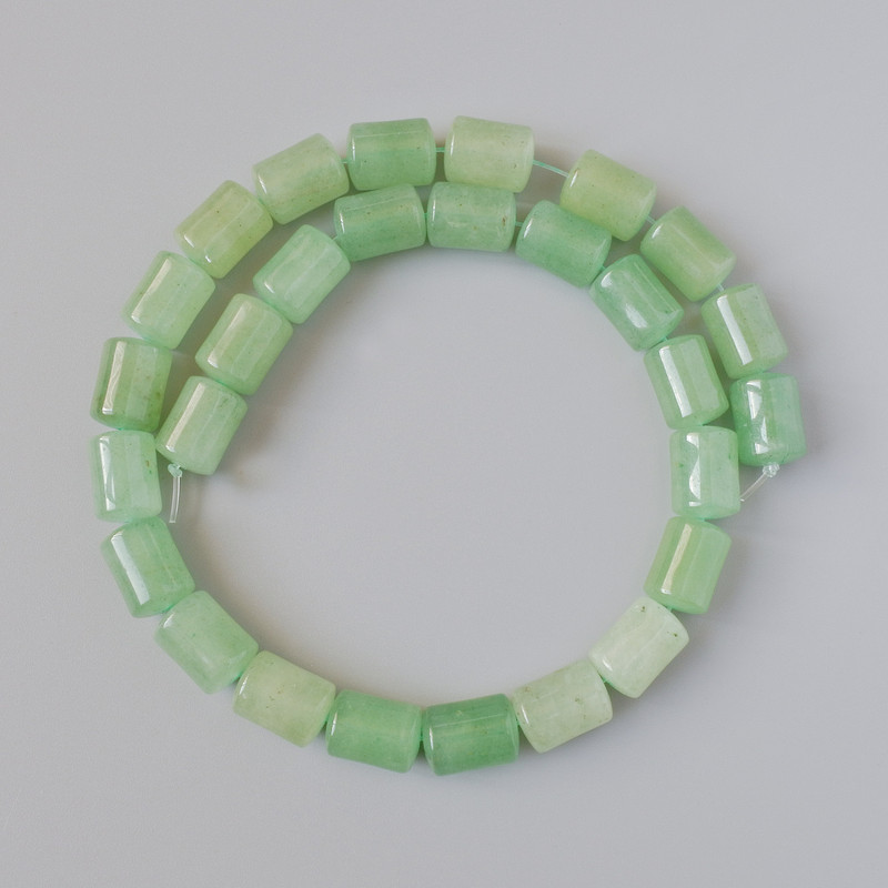 Jade Beads natural stone cylinder, diameter 10x14mm +/-, length 38cm +/- on fishing line