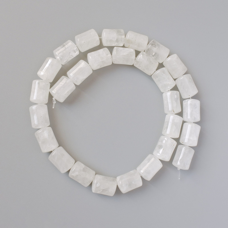 Rock Crystal Beads natural stone cylinder, diameter 10x14mm +/-, length 38cm +/- on fishing line