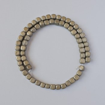 Pyrite Beads, natural stone, cube, diameter 6mm +/-, length 40cm +/-, on a strand