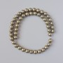 Pyrite Beads natural stone smooth round, diameter 8mm +/-, length 39cm +/- on fishing line