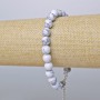 Cacholong Bracelet (imitation) smooth bead, diameter 8mm +/-, length 19-24cm +/- (silver-toned clasp)