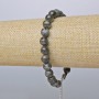 Larvikite Bracelet (pressed) smooth round bead, diameter 8mm +/-, length 19x24cm +/- (silver-tone clasp)