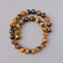 Tiger's Eye Natural Stone Beads Smooth Round, Diameter 12mm +/-, Length 38cm +/- on Fishing Line