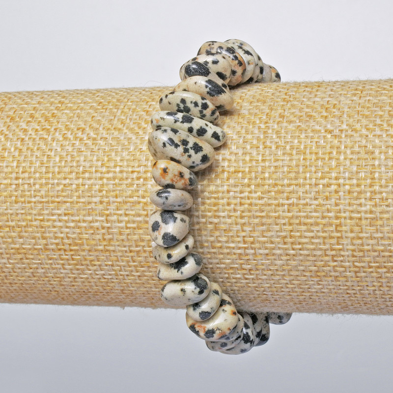 Dalmatian Jasper Bracelet natural stone tumbled, diameter 11x5mm +-, length 18cm +- (stretch)