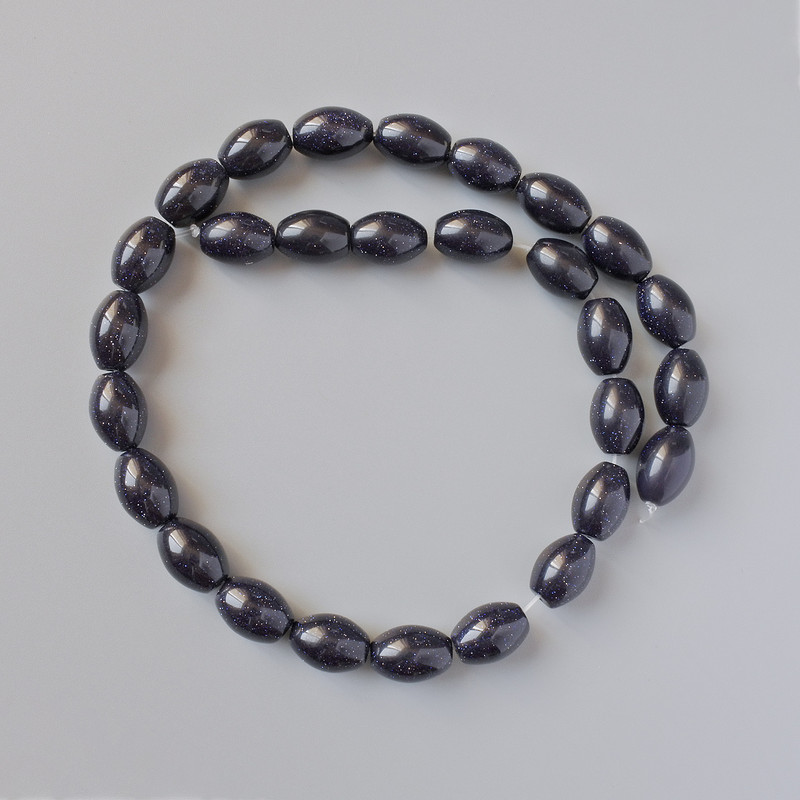 Aventurine "Cairo Night" Beads (Synthetic), Oval, 10x14mm +/- Diameter, 40cm +/- Length on Fishing Line