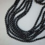 Czech Crystal Beads on Thread, Black Matte Faceted Round Bead, Diameter 8mm +/-, Length 50-51cm +