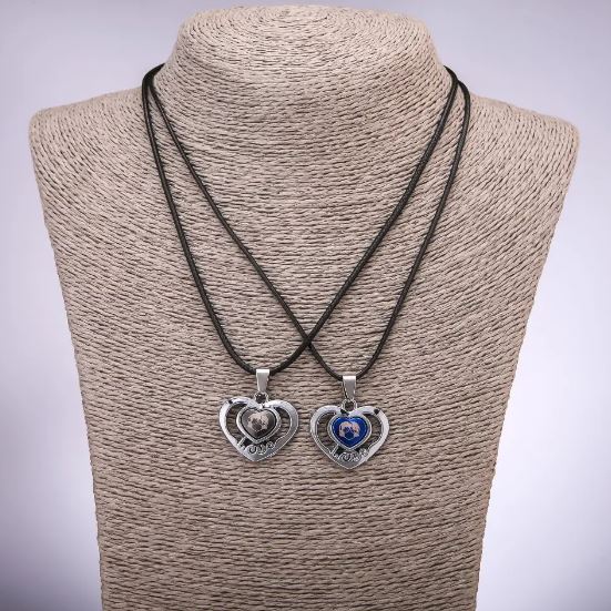 Matching Friendship Pendants Hearts, Length 42-48cm, Diameter 26x23mm