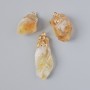 Citrine Pendant Natural Stone Raw, Diameter from 24x15mm to 38x16mm+/- Assorted, Gold-Tone Metal