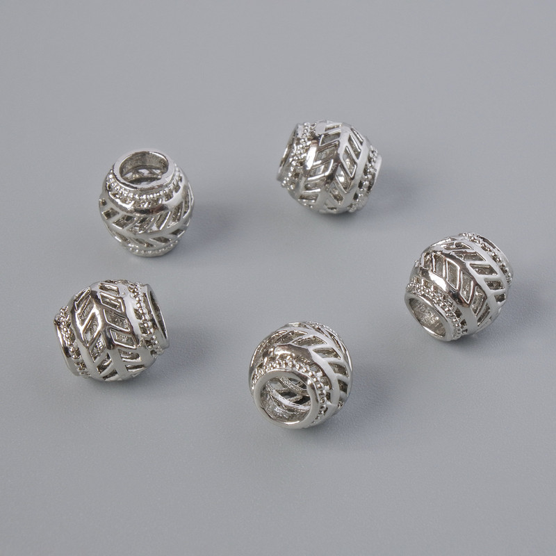 Finding Spacer Bead, Diameter 7x7mm+/-, Hole Diameter 3.3mm, Silver Metal Colour, 1pc