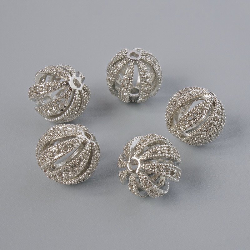 Finding Spacer Bead, Diameter 11.5x12mm+/-, Hole Diameter 2mm, Silver Metal Colour, 1pc