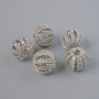 Finding Spacer Bead with White Rhinestones, Diameter 10mm+/-, Hole Diameter 2.2mm, Silver Metal Colour, 1pc