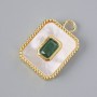 Mother-of-Pearl and Green Crystal Pendant, Gold Metal Colour, Diameter 20x14mm