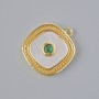Mother-of-Pearl and Green Crystal Pendant, Gold Metal Colour, Diameter 17x15mm