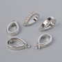 Pendant Bail with White Rhinestones, Silver Metal Colour, Diameter 15x3mm+/- 1pc