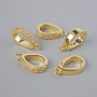 Pendant Bail with White Rhinestones, Gold Metal Colour, Diameter 15x3mm+/- 1pc