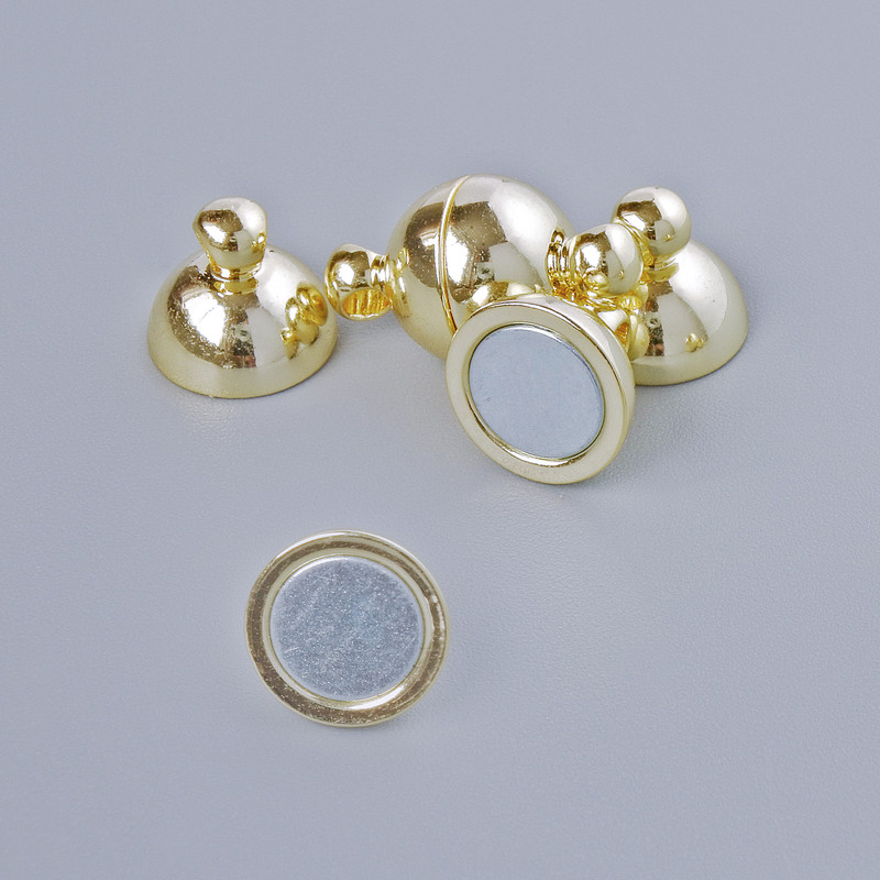 Magnetic Clasp Finding, Diameter 14x8mm Gold-Tone Metal