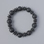 Shungite Bracelet, smooth rondelle and round beads, diameter 10x4.5mm, 12mm+-, length 18cm+- (stretch) with Hematite inserts