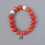 Coral (artificial acrylic) & White Agate (pressed) Bracelet, diameter 12mm+-, length 18cm+- (stretch) with metal inserts