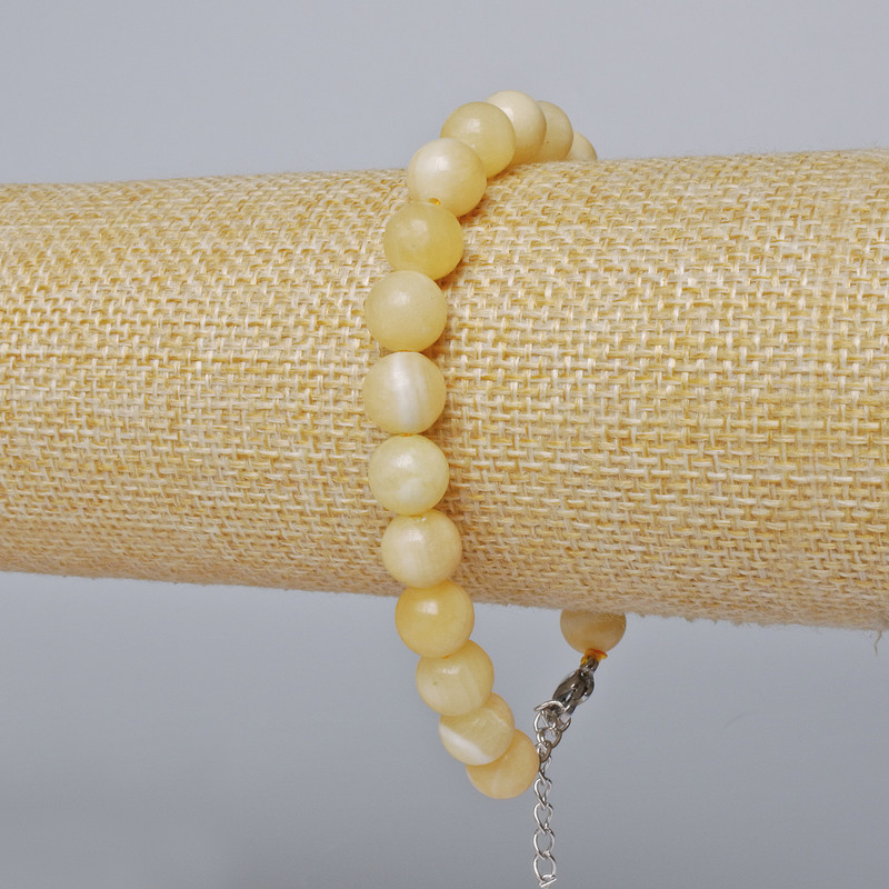 Citrine (pressed) Bracelet, smooth bead, diameter 8.5mm+-, length 19-24cm+- (silver-tone clasp)