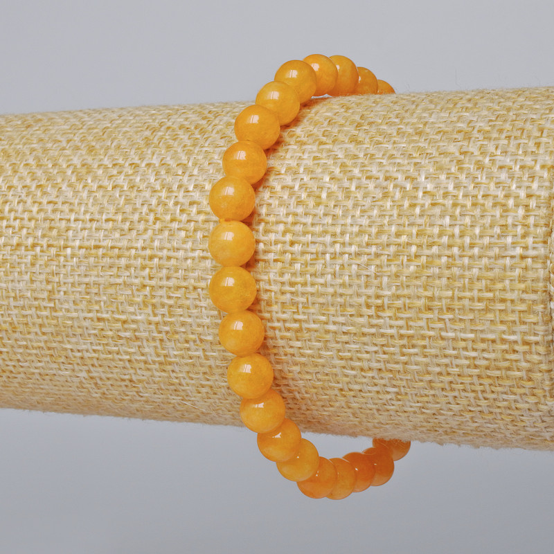 Citrine Bracelet, smooth bead, diameter 6.5mm+-, length 18cm+- (stretch)