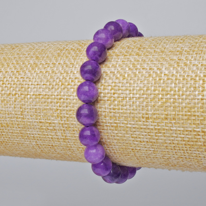 Lepidolite Bracelet (artificial) smooth bead, diameter 8mm+-, length 18cm+- (stretch)