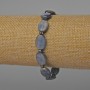 Kyanite Bracelet, natural stone, oval, diameter 10x14mm+-, length 18cm+- (stretch) with Hematite spacers