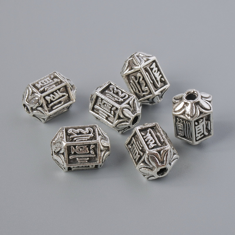 Findings Bead Spacer, diameter 10x7mm+-, hole diameter 1.7mm, silver-tone metal, 6pcs