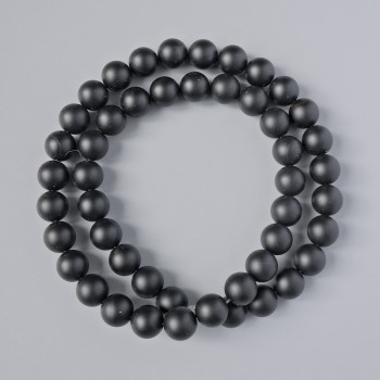 Shungite Beads (per piece) smooth ball, diameter 8mm±, length 39cm± on thread