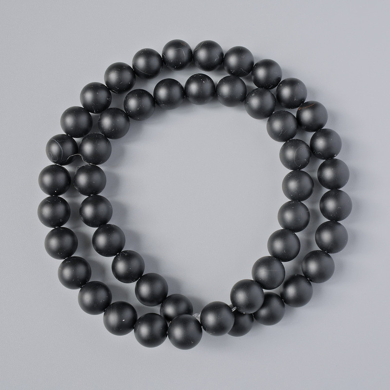 Shungite Beads (per piece) smooth ball, diameter 8mm±, length 39cm± on thread
