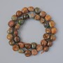 Jasper Beads natural stone tumbled, diameter 11mm ±, length 40cm ± on a thread