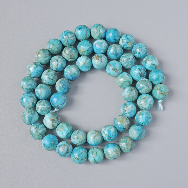 Blue Jasper Beads (synthetic) smooth sphere, diameter 8mm±, length 39cm± on thread