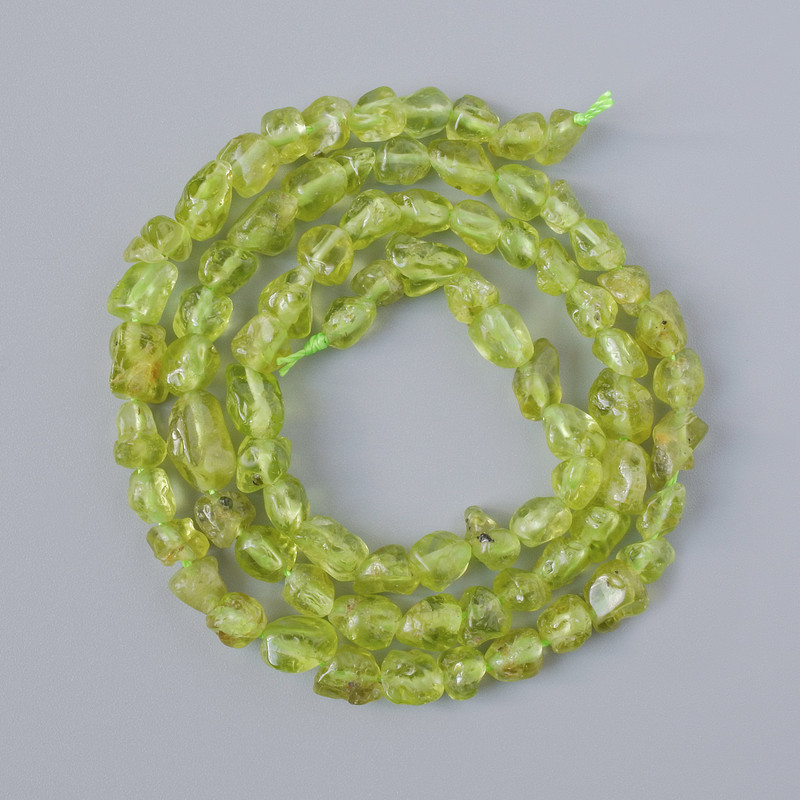 Chrysolite Natural Stone Beads, tumbled, diameter 5x6mm+/-, length 41cm+/- on a thread