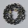 Golden Sheen Obsidian Natural Stone Tumbled Beads, Diameter 8x10mm+/-, Length 41cm+/- on a Thread