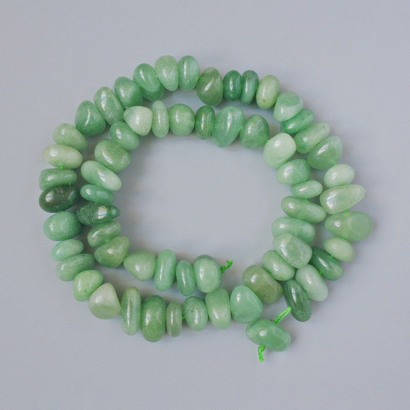 Jade Natural Stone Tumbled Beads, Diameter 11x6mm+/-, Length 41cm+/- on a Thread