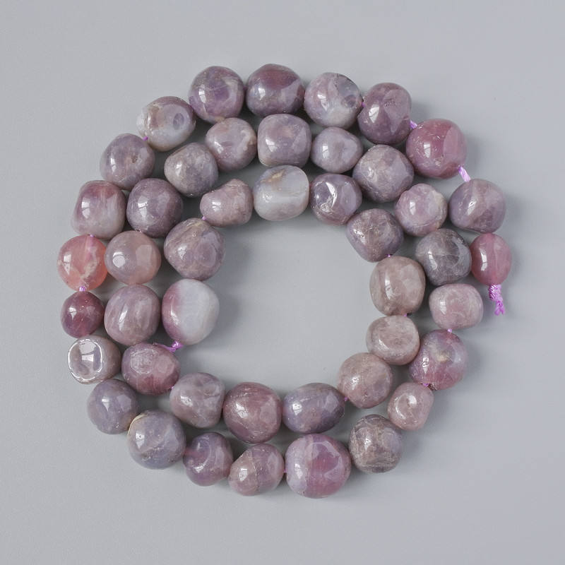 Purple Tourmaline Natural Stone Tumbled Beads, Diameter 10mm+/-, Length 39cm+/- on a Thread