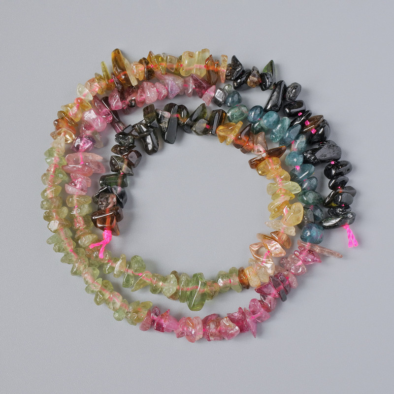 Tourmaline Beads Natural Stone Chips, Diameter 6x2mm+/-, Length 39cm+/- on a Thread
