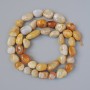 Beads - Fossilised Coral, faceted, 8×10 mm, approx. 41 cm length on a thread