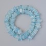 Aquamarine Beads, Natural Stone Chips, Diameter 11x3mm+/-, Length 39cm+/- on Fishing Line
