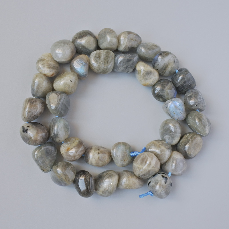 Labradorite Beads, Natural Stone Tumbled, Diameter 11x13mm+/-, Length 40cm+/- on a Thread