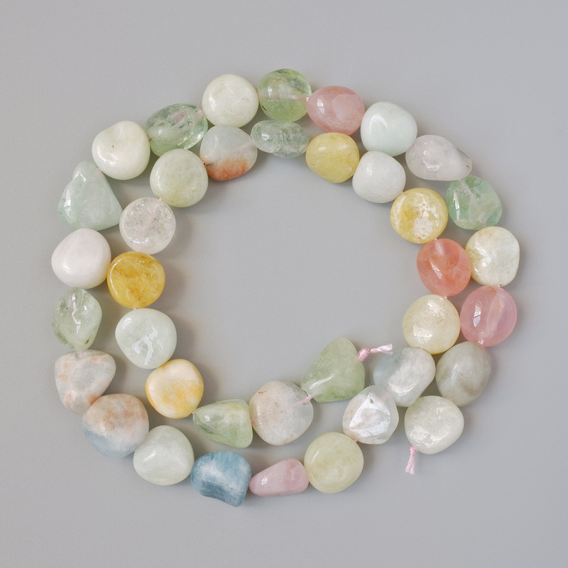 Morganite Beads, Natural Stone Tumbled, Diameter 10x11mm+/-, Length 39cm+/- on a Thread